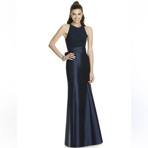 ALFRED SUNG D737 Bridesmaid Dress Midnight E31 Navy Size 10 Wedding Black Tie